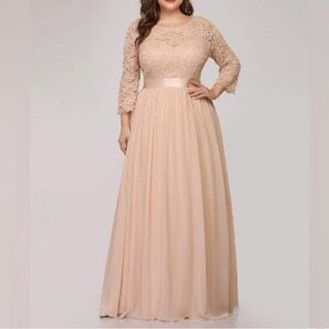 Ever Pretty Plus Size Lace Evening Dress with Half Sleeves